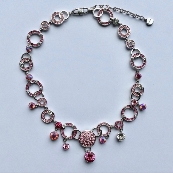 Vintage Givenchy Rose Orbit Swarovski Crystals Necklace by Luxury French House. - Picture 2 of 4